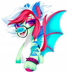 Size: 1909x2048 | Tagged: safe, artist:irusumau, oc, oc only, bat pony, pony, simple background, solo, white background