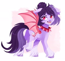 Size: 2048x1936 | Tagged: safe, artist:irusumau, oc, oc only, oc:bloodmoon lullaby, bat pony, pony, collar, solo