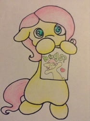 Size: 956x1280 | Tagged: safe, artist:fluttersdoodles, fluttershy, pegasus, pony, g4, arms in the air, bipedal, female, heart, hug request, solo, traditional art