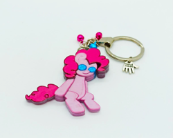 Size: 1201x961 | Tagged: safe, artist:made_by_franch, pinkie pie, g4, button eyes, craft, hearth's warming doll, irl, keychain, photo, simple background, trinket, white background