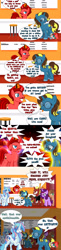 Size: 1024x4186 | Tagged: safe, artist:jasperpie, oc, oc:aramau, oc:bright idea, oc:firebrand, oc:jasper pie, oc:kathrine, oc:sapphy, aramau is not amused, comic, cross-popping veins, emanata, firebrand is not amused, pie's pizzeria, pizzeria, pun, unamused