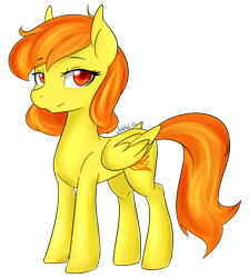 Size: 869x968 | Tagged: safe, artist:jovalic, spitfire, pony, g4, alternate hairstyle, looking at you, red eyes, solo, standing