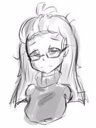 Size: 1200x1600 | Tagged: safe, artist:jovalic, moondancer, human, g4, clothes, crying, dishevelled, doodle, glasses, humanized, sketch, sweater