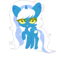 Size: 500x500 | Tagged: safe, artist:sakimiaji, oc, oc only, oc:fleurbelle, alicorn, pony, alicorn oc, bow, female, hair bow, horn, looking at you, mare, solo, wings, yellow eyes