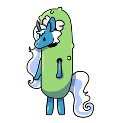 Size: 402x402 | Tagged: safe, artist:fiddlefiig, oc, oc only, oc:fleurbelle, alicorn, pony, alicorn oc, bow, female, food, hair bow, horn, mare, pickle, simple background, solo, transparent background, wings