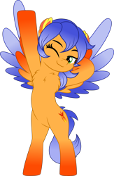 Size: 3253x5000 | Tagged: safe, artist:jhayarr23, oc, oc:solar aura, pegasus, pony, belly, bipedal, chest fluff, commissioner:solar aura, one eye closed, pegasus oc, solo, stretched cutie mark, stretching