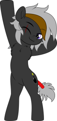 Size: 2353x5000 | Tagged: safe, artist:jhayarr23, oc, oc:wily nilly, earth pony, pony, fallout equestria, bipedal, chest fluff, commissioner:solar aura, earth pony oc, eye scar, facial scar, male, one eye closed, scar, solo, stallion, stretching