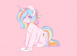 Size: 1500x1100 | Tagged: safe, artist:cofiiclouds, oc, oc only, pony, unicorn, pink background, simple background, solo