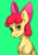 Size: 1003x1441 | Tagged: safe, artist:kotle1ka, apple bloom, earth pony, pony, g4, bow, bust, female, filly, foal, green background, hair bow, portrait, simple background, smiling, solo