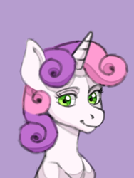 Size: 768x1024 | Tagged: safe, artist:kotle1ka, sweetie belle, pony, unicorn, g4, bust, portrait, purple background, simple background, solo