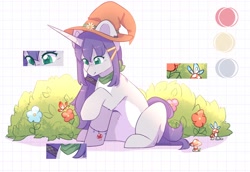 Size: 1600x1100 | Tagged: safe, artist:cofiiclouds, oc, oc only, pony, unicorn, bush, simple background, solo, white background