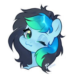 Size: 1380x1457 | Tagged: safe, artist:fedos, oc, oc only, earth pony, pony, bust, one eye closed, solo