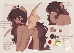 Size: 1529x1100 | Tagged: safe, artist:cofiiclouds, oc, oc only, bat pony, pony, bat pony oc, choker, colored hooves, crying, eye clipping through hair, eyebrows, eyebrows visible through hair, hooves, ponysona, reference sheet, simple background, tan background, tongue out