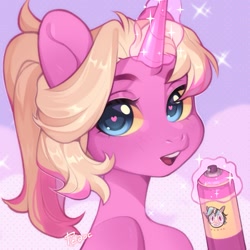 Size: 1151x1151 | Tagged: safe, artist:fedos, oc, oc only, pony, unicorn, bust, solo, spray can