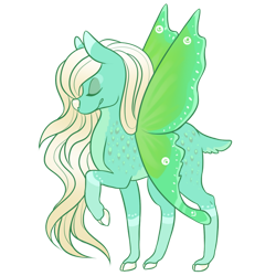 Size: 800x800 | Tagged: safe, artist:cloudbrownie, oc, oc only, oc:noir, deer, deer pony, original species, butterfly wings, cloven hooves, eyes closed, female, simple background, solo, spread wings, transparent background, wings