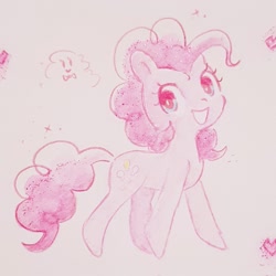 Size: 2048x2048 | Tagged: safe, artist:fipoki, pinkie pie, earth pony, pony, g4, female, high res, mare, open mouth, open smile, smiling, solo, traditional art