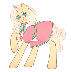 Size: 883x905 | Tagged: safe, artist:cloudbrownie, oc, oc only, pony, unicorn, clothes, commission, dress, looking at you, sideview, simple background, solo, transparent background