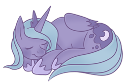 Size: 600x400 | Tagged: safe, artist:cloudbrownie, princess luna, alicorn, pony, g4, cute, lying down, side view, simple background, sleeping, solo, transparent background