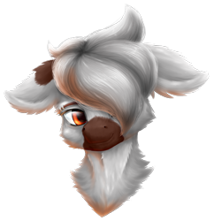 Size: 2672x2756 | Tagged: safe, artist:thatonegib, oc, oc only, oc:opal, pony, bust, cheek fluff, coat markings, ear fluff, eyebrow piercing, eyebrows, floppy ears, fluffy, hair over one eye, head tilt, high res, looking at you, neck fluff, orange eyes, piercing, portrait, simple background, smiling, solo, transparent background