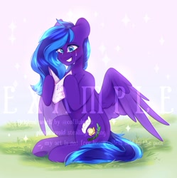 Size: 1627x1635 | Tagged: safe, artist:cofiiclouds, oc, oc only, pegasus, pony, book, grass, reading, solo, watermark