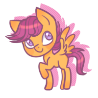 Size: 200x200 | Tagged: safe, artist:cloudbrownie, scootaloo, pegasus, pony, g4, chibi, female, filly, foal, icon, looking back, simple background, solo, transparent background