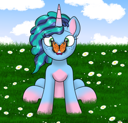 Size: 3139x3030 | Tagged: safe, artist:small-brooke1998, misty brightdawn, butterfly, pony, unicorn, g5, doodle, high res, younger