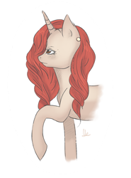 Size: 900x1216 | Tagged: safe, artist:cloudbrownie, oc, oc only, oc:cuppuccino, pony, unicorn, ear piercing, earring, female, jewelry, looking offscreen, mare, piercing, side view, simple background, solo, transparent background