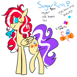 Size: 1024x1024 | Tagged: safe, artist:chandelurres, oc, oc:sugar rush, pegasus, pony, reference sheet, simple background, solo