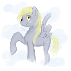 Size: 700x700 | Tagged: safe, artist:cloudbrownie, derpy hooves, pegasus, pony, g4, female, looking offscreen, mare, side view, simple background, smiling, solo, spread wings, transparent background, wings