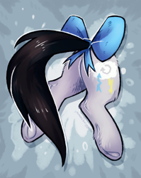 Size: 1823x2285 | Tagged: safe, artist:lonerdemiurge_nail, oc, oc only, oc:lightning dee, pegasus, pony, abstract background, bow, butt, butt only, commission, female, mare, plot, solo, tail, tail bow, underhoof, ych result