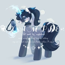 Size: 1800x1800 | Tagged: safe, artist:cofiiclouds, oc, oc only, pony, unicorn, simple background, solo, water bottle, watermark