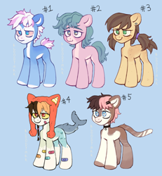 Size: 3329x3598 | Tagged: safe, artist:bloodymrr, oc, hybrid, original species, pony, shark, shark pony, adoptable, bandage, cat tail, cute, fish tail, high res, patch, ponytail, shark tail, tail