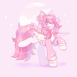 Size: 1000x1000 | Tagged: safe, artist:cofiiclouds, oc, oc only, pegasus, pony, pink background, simple background, solo