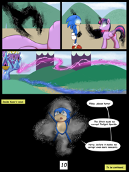 Size: 7500x10000 | Tagged: safe, artist:chedx, twilight sparkle, alicorn, hedgehog, pony, comic:learning with pibby glitch battles, g4, comic, commission, corrupted, multiverse, sonic the hedgehog, sonic the hedgehog (series), twilight sparkle (alicorn)