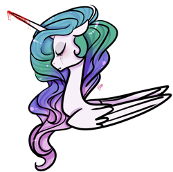 Size: 1024x1015 | Tagged: safe, artist:chandelurres, princess celestia, alicorn, pony, g4, blood, crying, female, mare, simple background, solo, transparent background