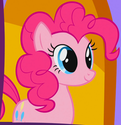 Size: 970x996 | Tagged: safe, screencap, pinkie pie, earth pony, pony, g4, party of one, season 1, blue eyes, cropped, cute, diapinkes, female, mare, pink coat, smiling, solo