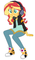 Size: 1900x3241 | Tagged: safe, artist:gmaplay, sunset shimmer, human, equestria girls, g4, game stream, my little pony equestria girls: better together, adorkable, converse, cute, dork, female, game stream outfit, gamer sunset, shimmerbetes, shoes, simple background, solo, transparent background