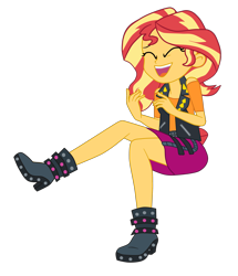 Size: 2498x2900 | Tagged: safe, artist:gmaplay, sunset shimmer, human, equestria girls, g4, my little pony equestria girls: better together, overpowered (equestria girls), boots, clothes, hand on hip, high res, pants, shoes, simple background, skirt, solo, transparent background, vest