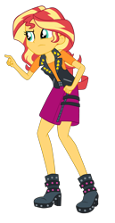 Size: 1900x3695 | Tagged: safe, artist:gmaplay, sunset shimmer, human, equestria girls, g4, my little pony equestria girls: better together, overpowered (equestria girls), boots, clothes, hand on hip, high res, pants, shoes, simple background, skirt, solo, transparent background, vest