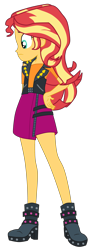 Size: 1900x5182 | Tagged: safe, artist:gmaplay, sunset shimmer, human, equestria girls, g4, my little pony equestria girls: better together, overpowered (equestria girls), boots, clothes, hand on hip, high res, pants, shoes, simple background, skirt, solo, transparent background, vest