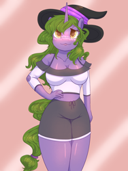 Size: 2304x3072 | Tagged: safe, artist:nanazdina, oc, oc only, anthro, commission, female, hand on hip, hat, high res, ibispaint x, solo, witch hat