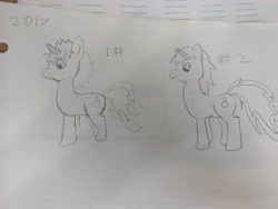 Size: 4608x3456 | Tagged: safe, artist:acid flask, oc, oc only, oc:acid flask, pony, unicorn, 2d, drawing, flask, horn, looking forward, male, paper, sketch, sketch dump, smiling, stallion, traditional art