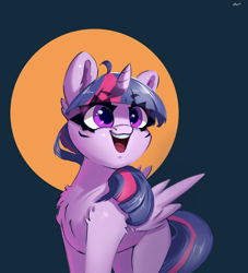 Size: 1648x1816 | Tagged: safe, artist:i love hurt, twilight sparkle, alicorn, pony, draw this twi by jsunlight, g4, cute, draw this in your style, expressions, female, happy, horn, looking up, mare, nimbus, open mouth, open smile, simple background, smiling, solo, surprised, twiabetes, twilight sparkle (alicorn), wings