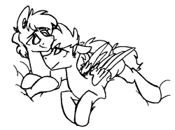 Size: 872x650 | Tagged: safe, artist:artflicker, rainbow dash, soarin', pegasus, pony, g4, black and white, crossed hooves, cuddling, gay, grayscale, half r63 shipping, looking at each other, looking at someone, male, monochrome, nuzzling, rainbow blitz, rule 63, ship:soarinblitz, ship:soarindash, shipping, simple background, stallion, white background