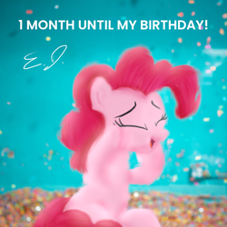 Size: 1080x1080 | Tagged: safe, artist:everydaydashie, pinkie pie, earth pony, pony, g4, birthday, female, solo