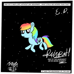 Size: 1080x1080 | Tagged: safe, artist:everydaydashie, rainbow dash, pegasus, pony, g4, atg 2022, female, newbie artist training grounds, solo, space