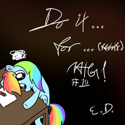 Size: 1080x1080 | Tagged: safe, artist:everydaydashie, rainbow dash, pegasus, pony, g4, atg 2022, black background, female, newbie artist training grounds, simple background, solo