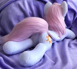 Size: 2048x1832 | Tagged: safe, artist:mdcraft10, princess celestia, alicorn, pony, g4, butt, female, folded wings, horn, irl, lying down, mare, photo, pink-mane celestia, plot, plushie, prone, wings