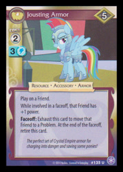 Size: 344x480 | Tagged: safe, enterplay, rainbow dash, g4, my little pony collectible card game, the crystal empire, the crystal games, armor, ccg, crystal armor, grin, jousting, jousting outfit, merchandise, smiling