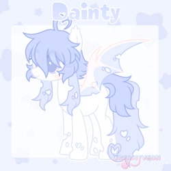 Size: 1500x1500 | Tagged: safe, artist:dreamyveon_, oc, oc only, oc:dainty, changeling, pony, hair, mane, smiling, solo, spread wings, tail, wings